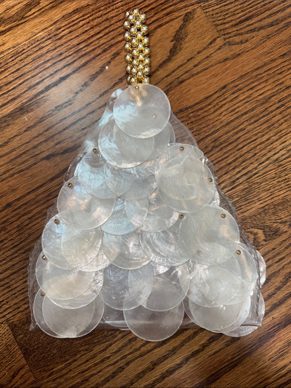 12th Tribe Iridescent Shell Disc Clutch - White & Gold